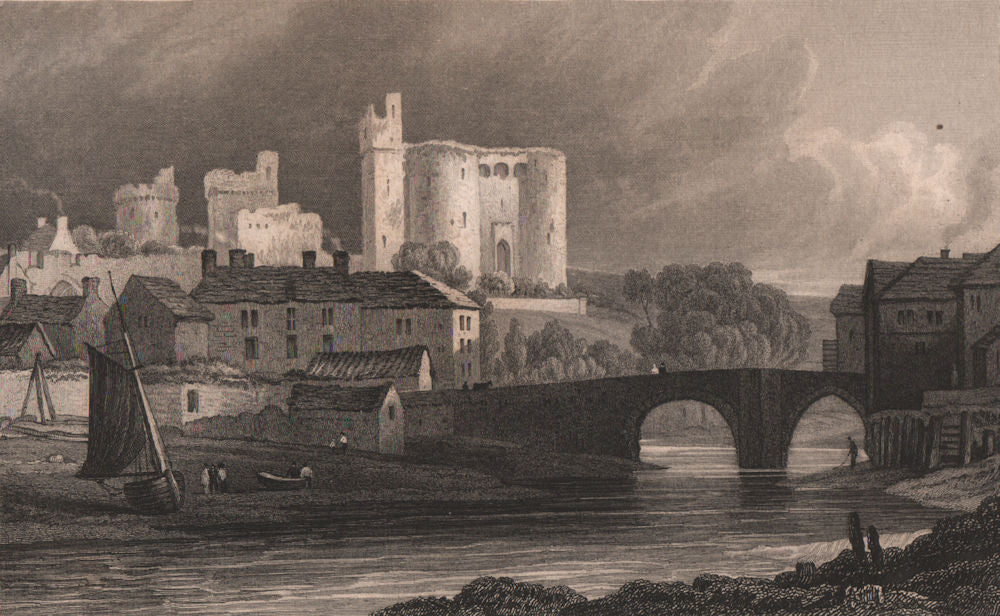 Kidwelly Castle & Bridge, Carmarthenshire, Wales, by Henry Gastineau 1835